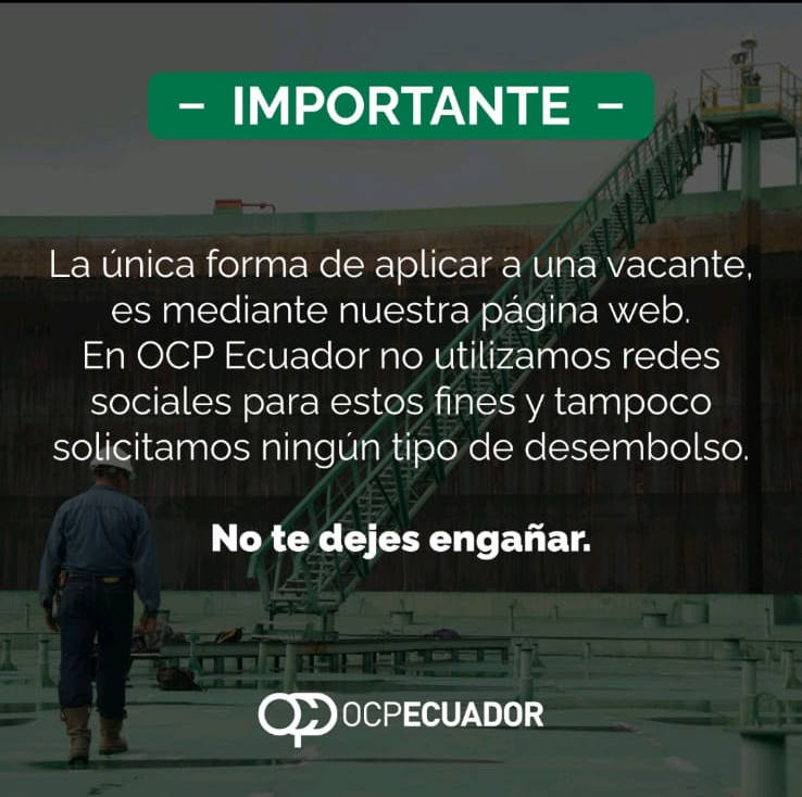 Advertencia OCP Ecuador https://www.ocpecuador.com